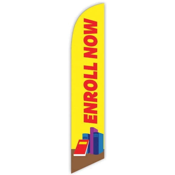 Cobb Promo Enroll Now Yellow Advertising Feather Flag 12ft - Replacement Flag Only Without Poleset