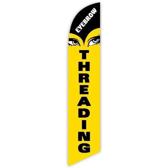 Cobb Promo Eyebrow Threading Yellow Advertising Feather Flag 12ft - Replacement Flag Only Without Poleset