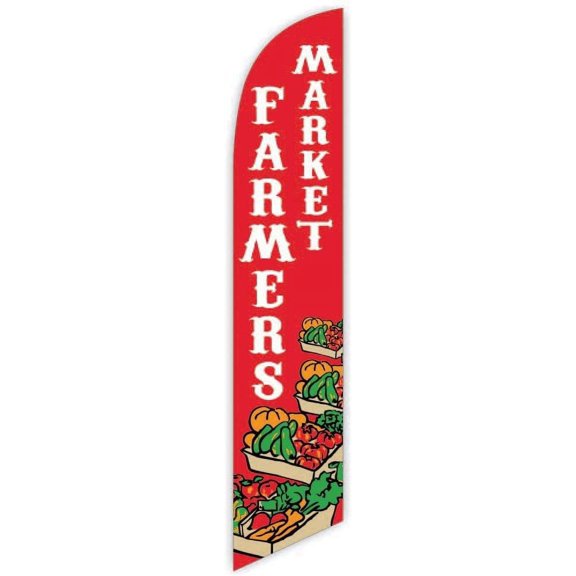 Cobb Promo Farmers Market Red Advertising Feather Flag 12ft - Replacement Flag Only Without Poleset