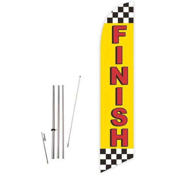Cobb Promo Finish Yellow Feather Flag with Complete 15ft Pole kit and Ground Spike