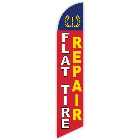 Cobb Promo Flat Tire Repair Red Advertising Feather Flag 12ft - Replacement Flag Only Without Poleset
