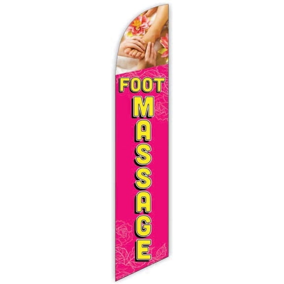 Cobb Promo Foot Massage Pink Advertising Feather Flag 12ft - Replacement Flag Only Without Poleset