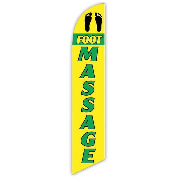 Cobb Promo Foot Massage Yellow Advertising Feather Flag 12ft - Replacement Flag Only Without Poleset