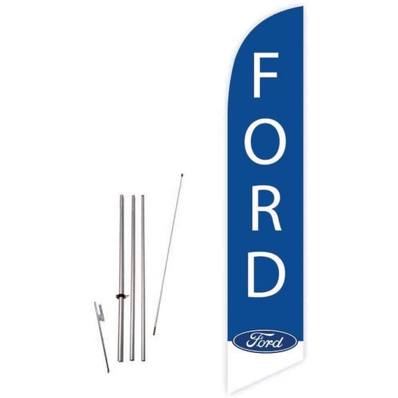 Cobb Promo Ford Blue Feather Flag with Complete 15ft Pole kit and Ground Spike
