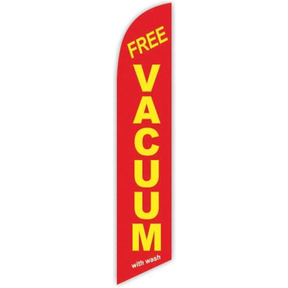 Cobb Promo Free Vacuum with Wash Red Advertising Feather Flag 12ft - Replacement Flag Only Without Poleset