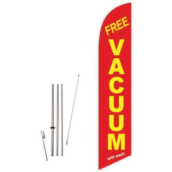 Cobb Promo Free Vacuum with Wash Red Feather Flag with Complete 15ft Pole kit and Ground Spike