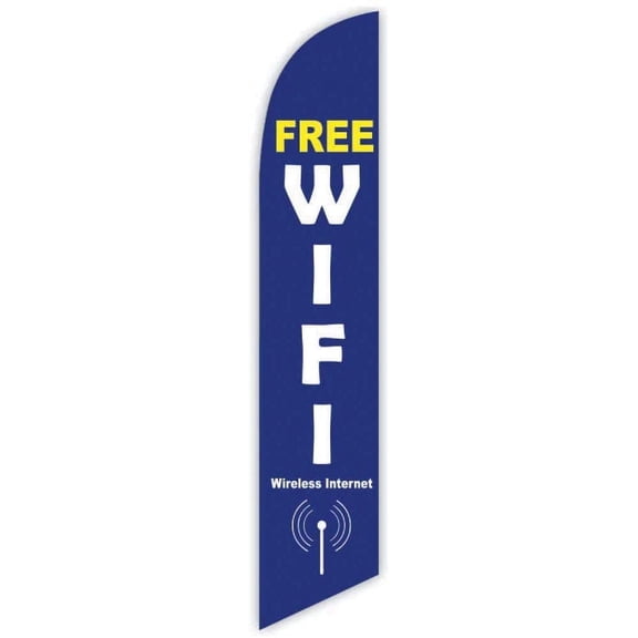 Cobb Promo Free WiFi Blue Advertising Feather Flag 12ft - Replacement Flag Only Without Poleset