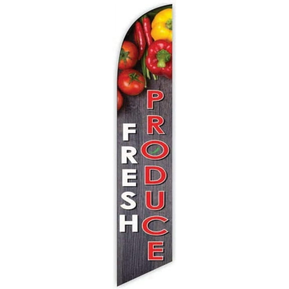 Cobb Promo Fresh Produce Black Advertising Feather Flag 12ft - Replacement Flag Only Without Poleset