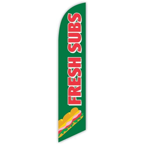 Cobb Promo Fresh Subs Green Advertising Feather Flag 12ft - Replacement Flag Only Without Poleset