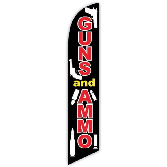 Cobb Promo Guns and Ammo Black Advertising Feather Flag 12ft - Replacement Flag Only Without Poleset