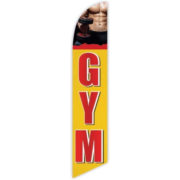 Cobb Promo Gym Yellow Advertising Feather Flag 12ft - Replacement Flag Only Without Poleset