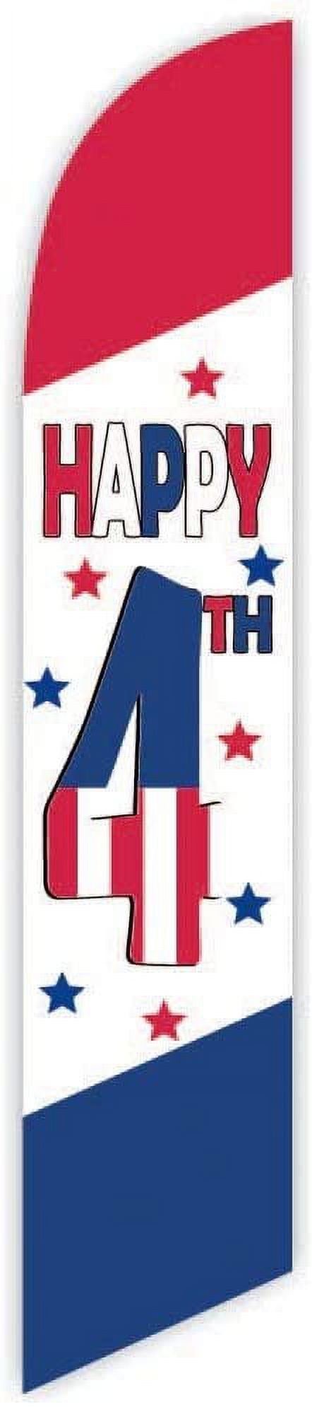 Cobb Promo Happy 4th Patriotic Advertising Feather Flag 12ft - Replacement Flag Only Without Poleset
