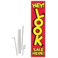 thumbnail image 1 of Cobb Promo Hey Look Sale Here Red/Yellow Rectangle Boomer Flag with Complete 15ft Pole kit and Ground Spike, 1 of 1