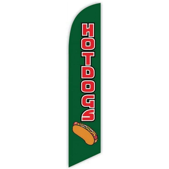Cobb Promo Hotdogs Green Advertising Feather Flag 12ft - Replacement Flag Only Without Poleset