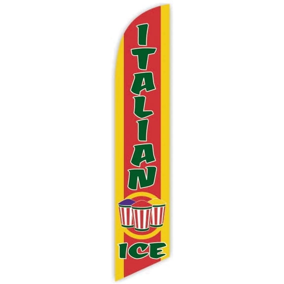 Cobb Promo Italian Ice Yellow/Red Advertising Feather Flag 12ft - Replacement Flag Only Without Poleset