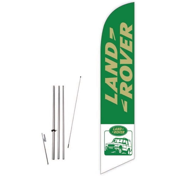 Cobb Promo Land Rover Green Feather Flag with Complete 15ft Pole kit and Ground Spike