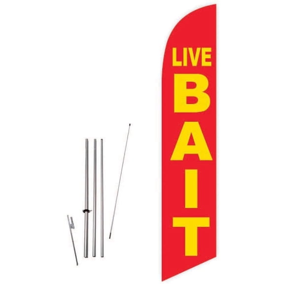 Cobb Promo Live Bait Red Feather Flag with Complete 15ft Pole kit and Ground Spike
