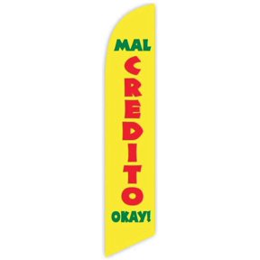 Cobb Promo Mal Credito Okay! Yellow Advertising Feather Flag 12ft - Replacement Flag Only Without Poleset