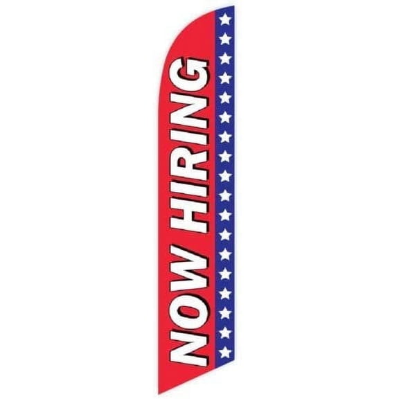 Cobb Promo Now Hiring Red/Blue Advertising Feather Flag 12ft - Replacement Flag Only Without Poleset
