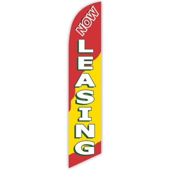 Cobb Promo Now Leasing Red/Yellow Advertising Feather Flag 12ft - Replacement Flag Only Without Poleset