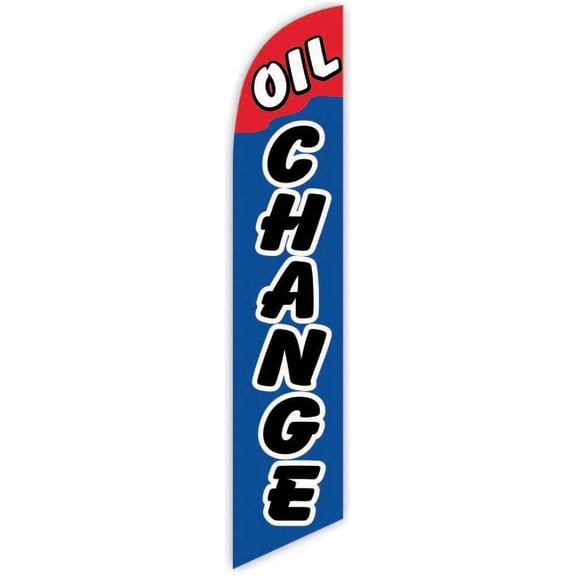 Cobb Promo Oil Change Blue Advertising Feather Flag 12ft - Replacement Flag Only Without Poleset