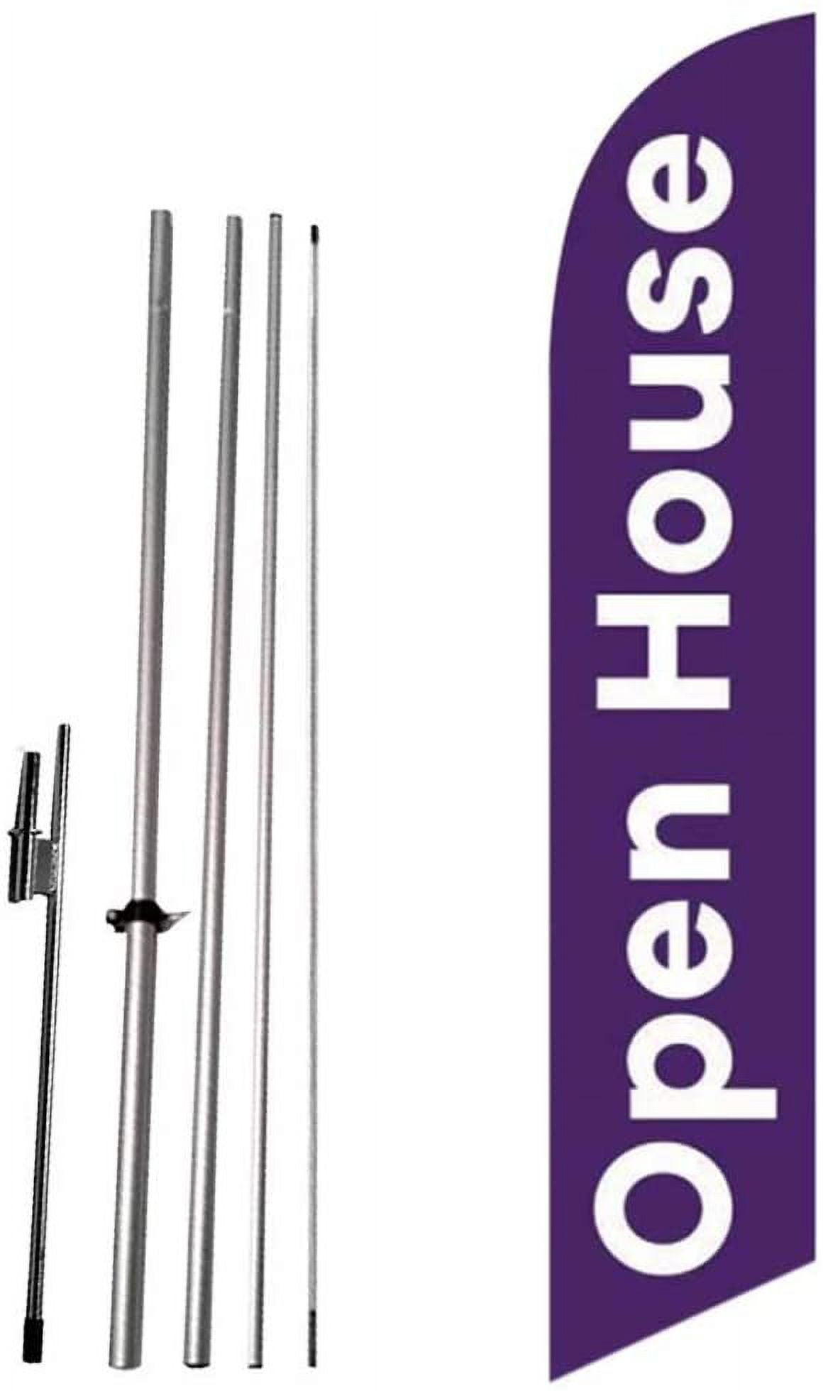 Cobb Promo Open House Purple Advertising Feather Flag with Complete 15ft Pole kit and Ground Spike
