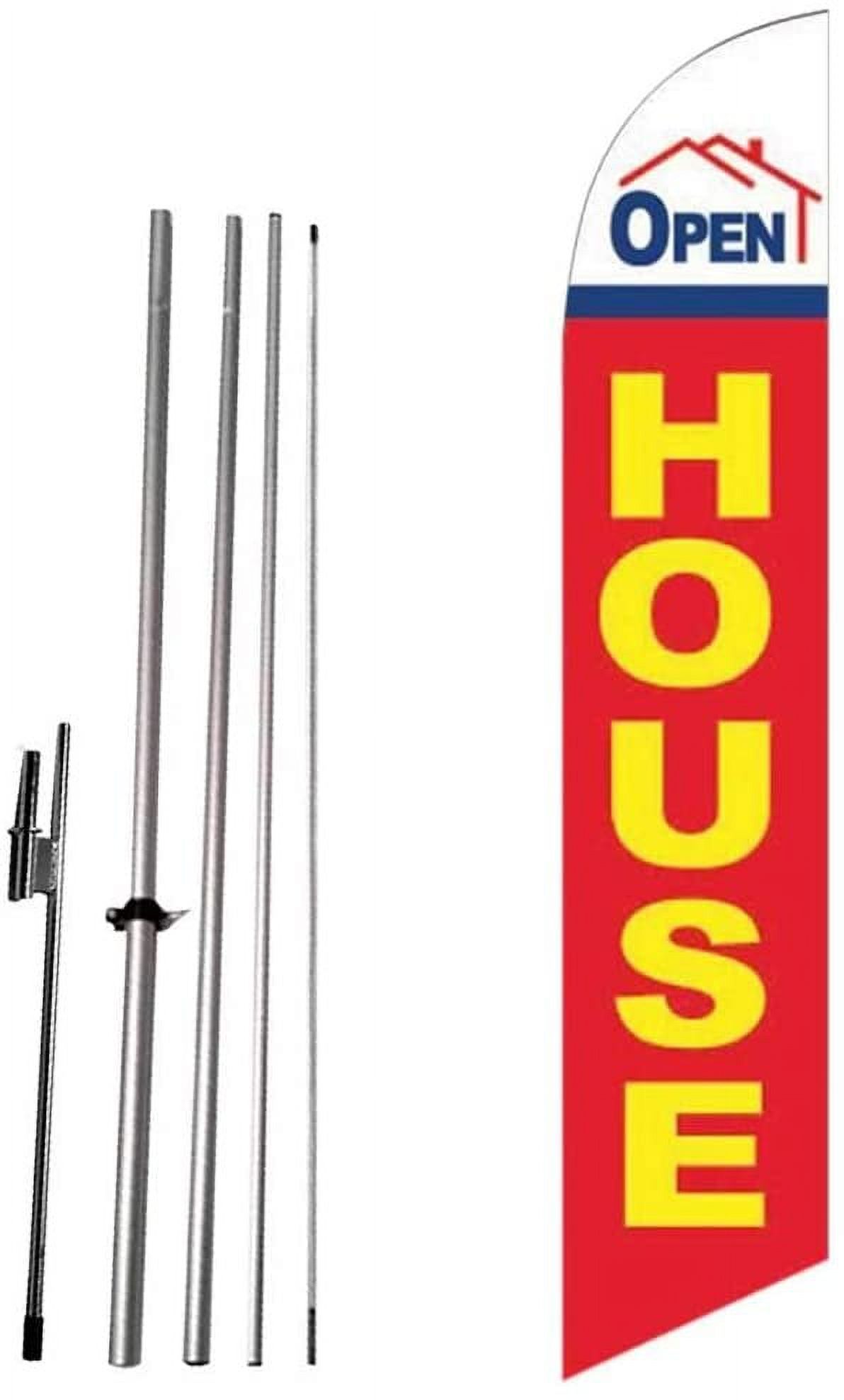 Cobb Promo Open House Red Advertising Feather Flag with Complete 15ft Pole kit and Ground Spike
