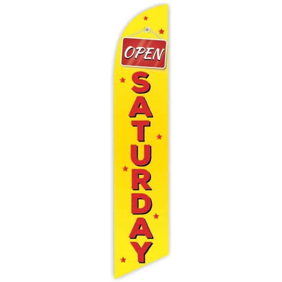 Cobb Promo Open Saturday Yellow Advertising Feather Flag 12ft - Replacement Flag Only Without Poleset