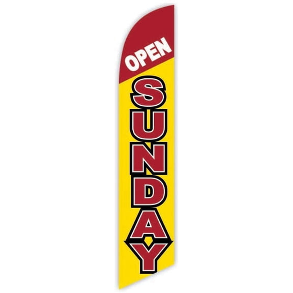 Cobb Promo Open Sunday Yellow Advertising Feather Flag 12ft - Replacement Flag Only Without Poleset