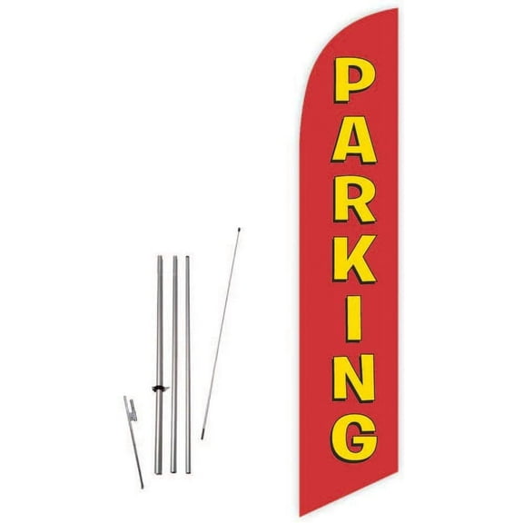 Cobb Promo Parking Red Feather Flag with Complete 15ft Pole kit and Ground Spike