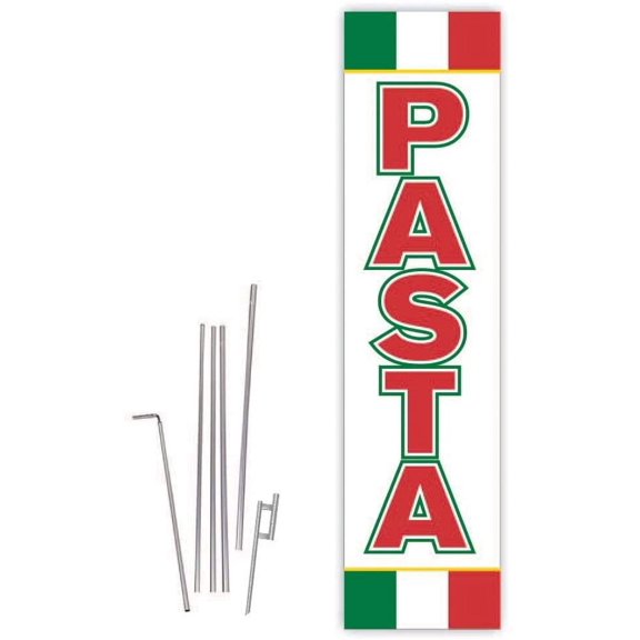 Cobb Promo Pasta Mexican Flag Rectangle Boomer Flag with Complete 15ft Pole kit and Ground Spike