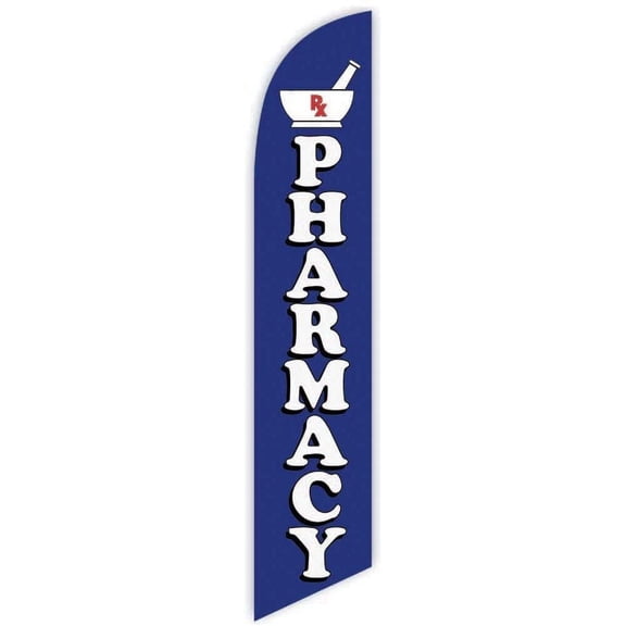 Cobb Promo Pharmacy Blue Advertising Feather Flag 12ft - Replacement Flag Only Without Poleset