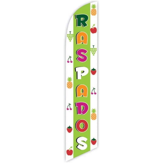 Cobb Promo Raspados White/Green Advertising Feather Flag 12ft - Replacement Flag Only Without Poleset