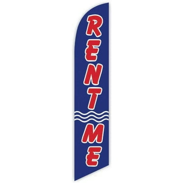 Cobb Promo Rent Me Blue Advertising Feather Flag 12ft - Replacement Flag Only Without Poleset