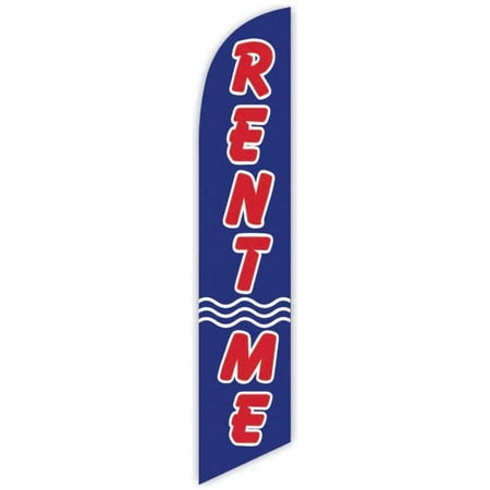 Cobb Promo Rent Me Blue Advertising Feather Flag 12ft - Replacement Flag Only Without Poleset