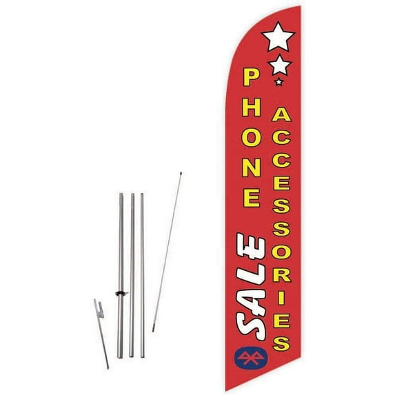Cobb Promo Sale Phone Accessories Red Feather Flag with Complete 15ft Pole kit and Ground Spike