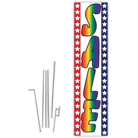Cobb Promo Sale Rainbow Rectangle Boomer Flag with Complete 15ft Pole kit and Ground Spike