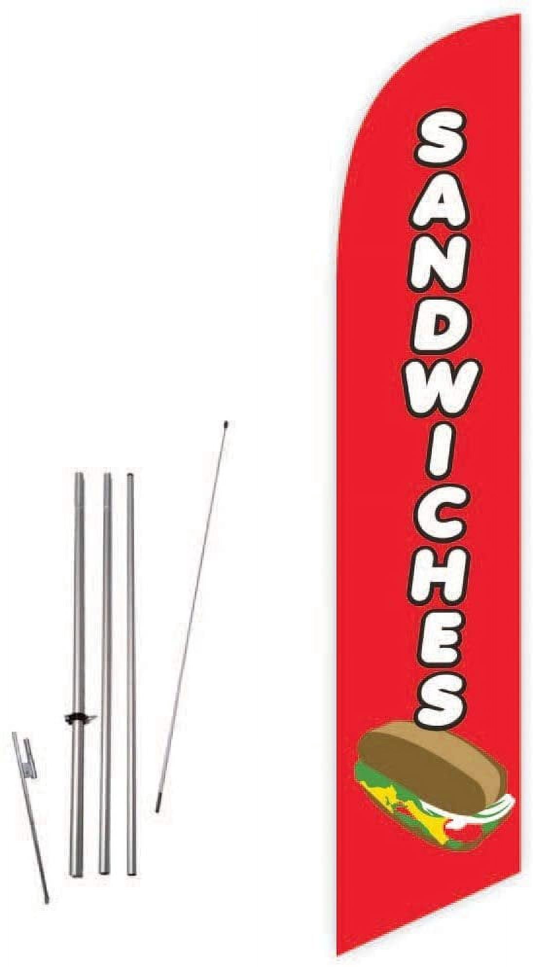 Cobb Promo Sandwiches Red Feather Flag with Complete 15ft Pole kit and Ground Spike