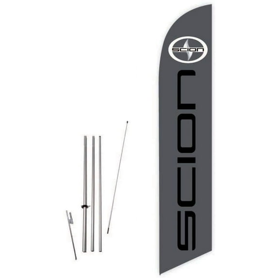 Cobb Promo Scion Grey Feather Flag with Complete 15ft Pole kit and Ground Spike