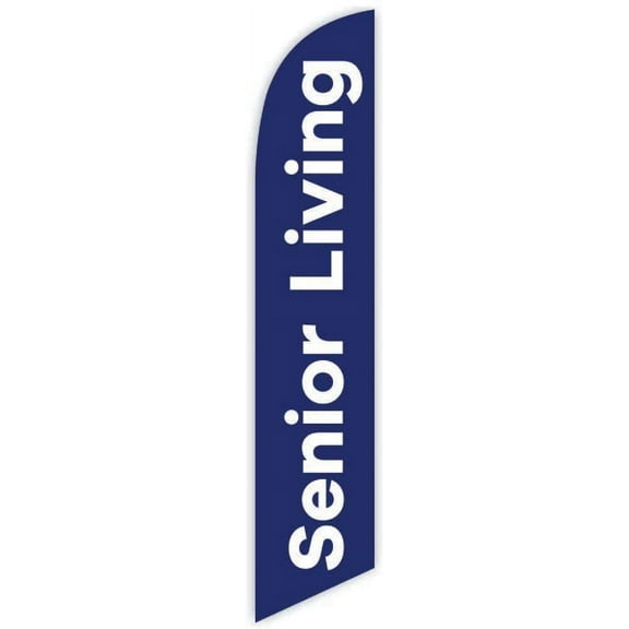 Cobb Promo Senior Living Dark Blue Advertising Feather Flag 12ft - Replacement Flag Only Without Poleset