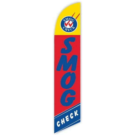 Cobb Promo Smog Check Red Advertising Feather Flag 12ft - Replacement Flag Only Without Poleset