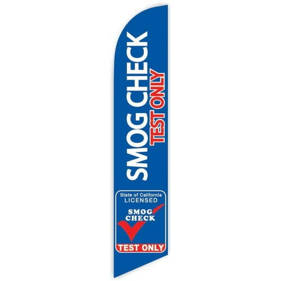 Cobb Promo Smog Check Test Only Blue Advertising Feather Flag 12ft - Replacement Flag Only Without Poleset