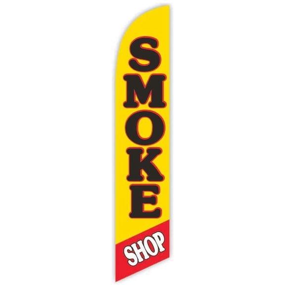 Cobb Promo Smoke Shop Yellow Advertising Feather Flag 12ft - Replacement Flag Only Without Poleset