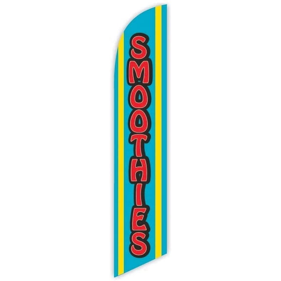 Cobb Promo Smoothies Blue Advertising Feather Flag 12ft - Replacement Flag Only Without Poleset