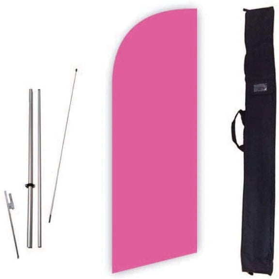Cobb Promo Solid Light Magenta 6ft Feather Flag with Complete 8ft Pole kit, Ground Spike and Carry Bag