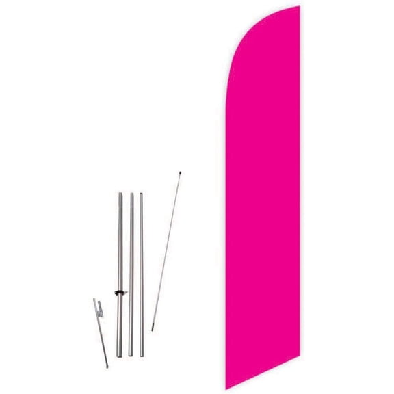 Cobb Promo Solid Magenta Color Advertising Decorative Feather Flag with Complete 15ft Pole kit and Ground Spike