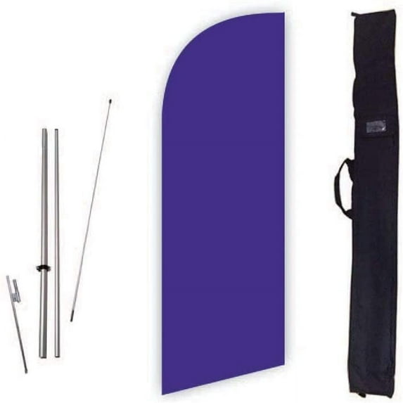 Cobb Promo Solid Violet 6ft Feather Flag with Complete 8ft Pole kit, Ground Spike and Carry Bag