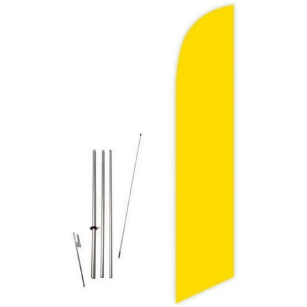 Cobb Promo Solid Yellow Color Advertising Decorative Feather Flag with Complete 15ft Pole kit and Ground Spike
