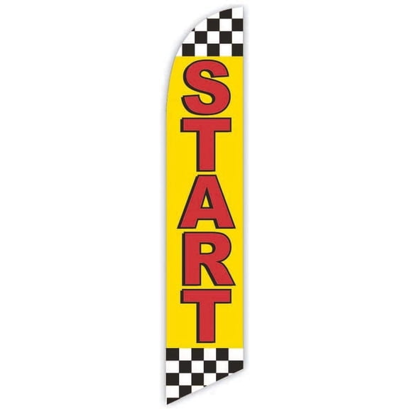 Cobb Promo Start Yellow Advertising Feather Flag 12ft - Replacement Flag Only Without Poleset