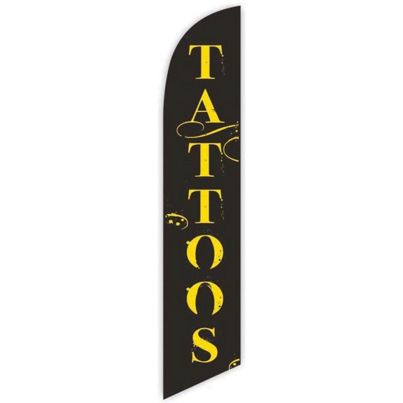 Cobb Promo Tattoos Black Advertising Feather Flag 12ft - Replacement Flag Only Without Poleset